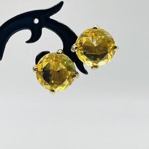 Vintage Topaz Crystal Stud Earrings Gold Tone Pierced November Birthstone